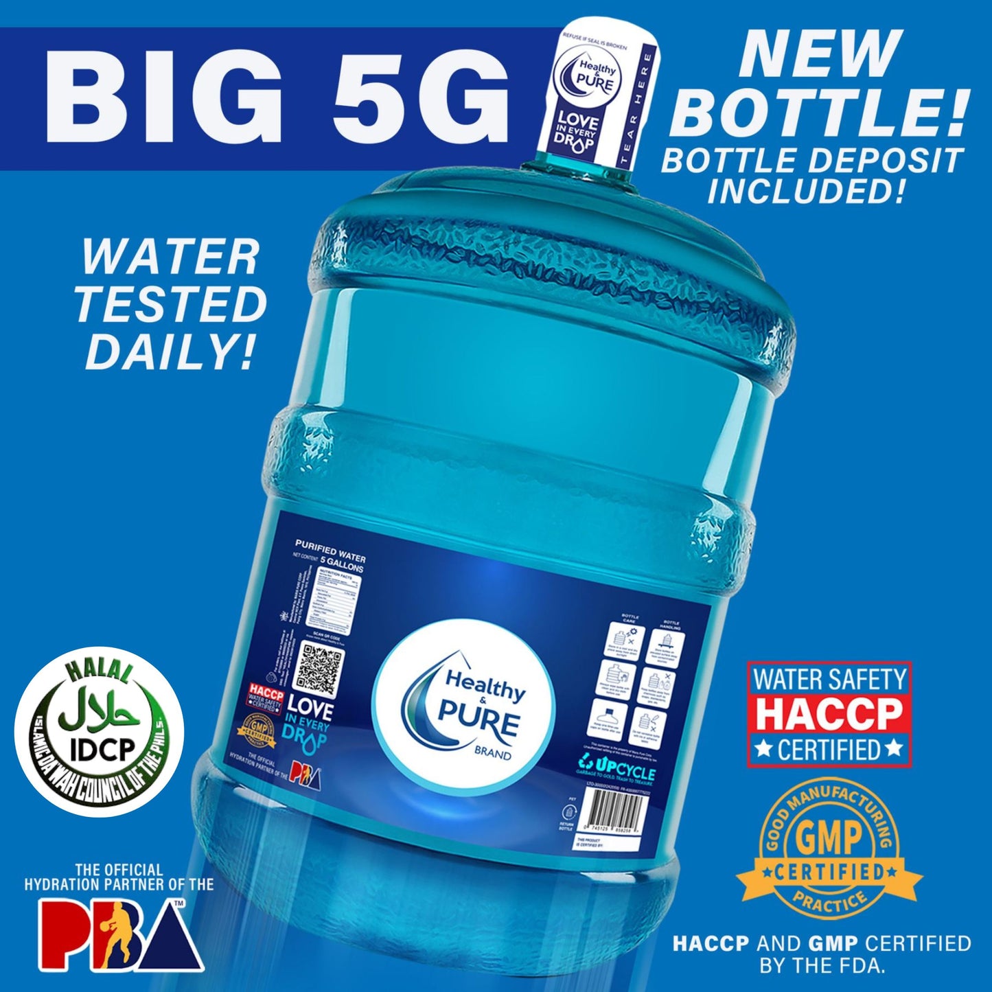Healthy & Pure Brand 5 Gallons (NEW BOTTLE)